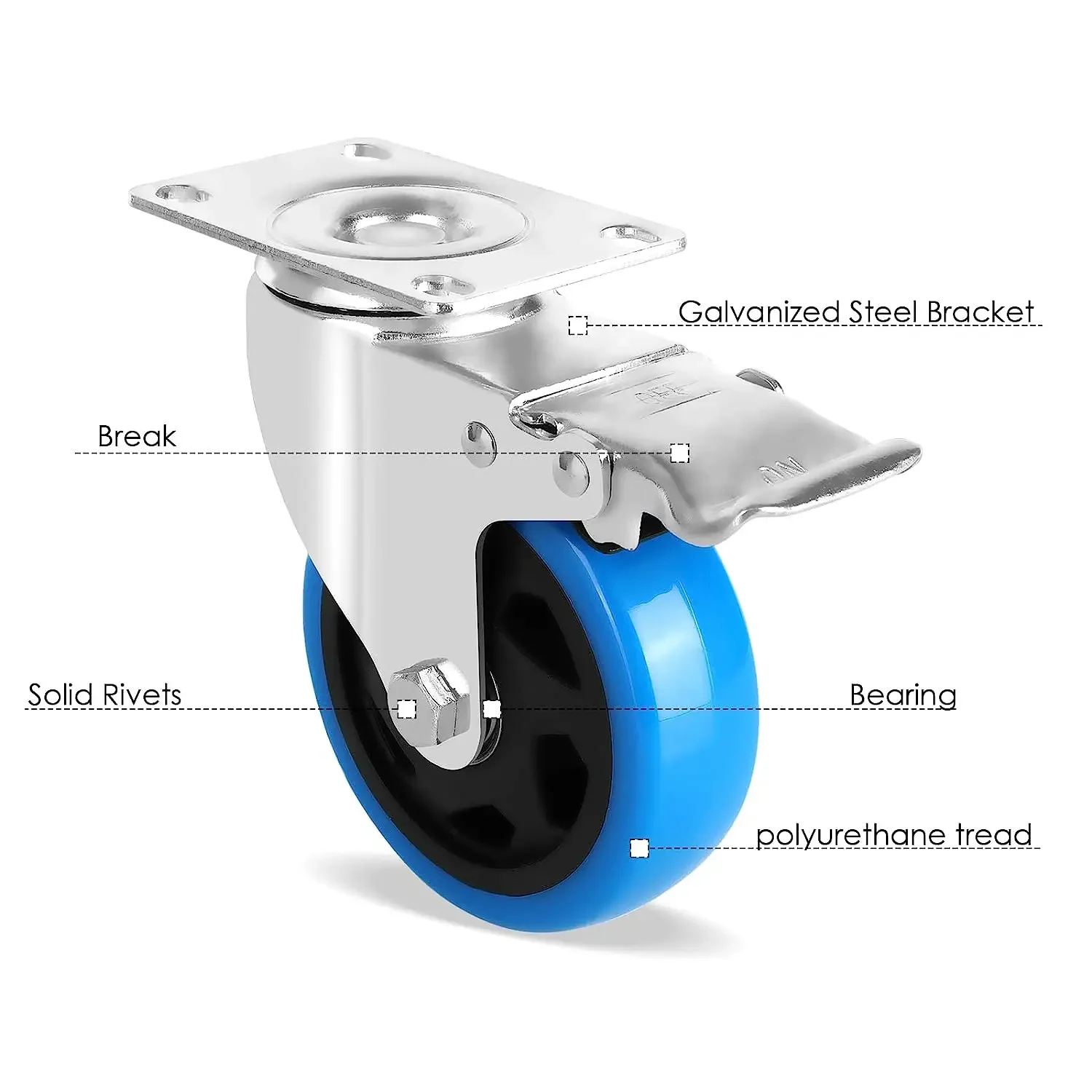 Transport Rollers 100MM Swivel Casters with Brake For All Types Of Floors, Furniture Transport Industrial Transport & Logistics