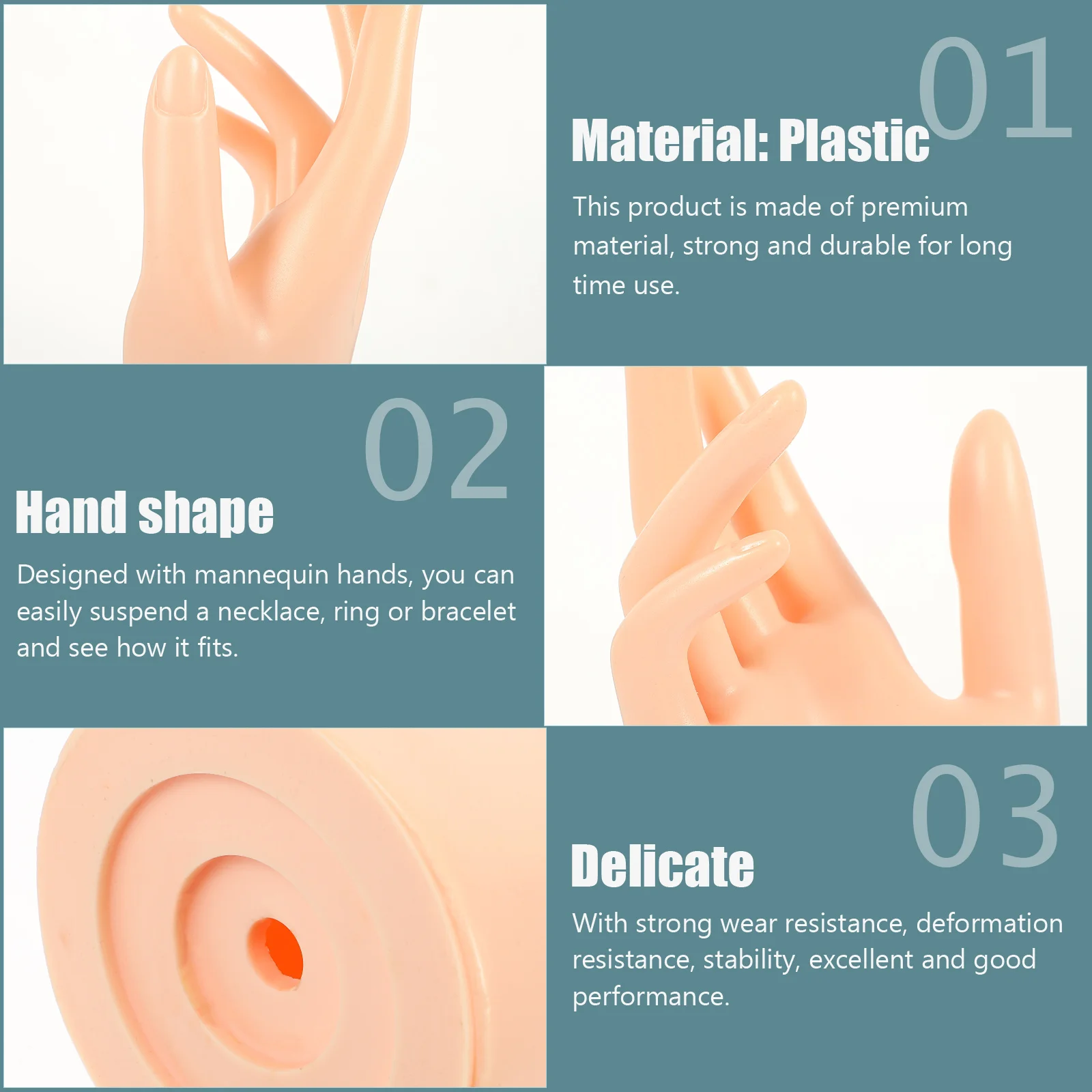 

3Pcs Durable Hand Jewelry Holder Mannequin Display Stand Multiuse for Rings Bracelets Watches Hand Jewelry Holder
