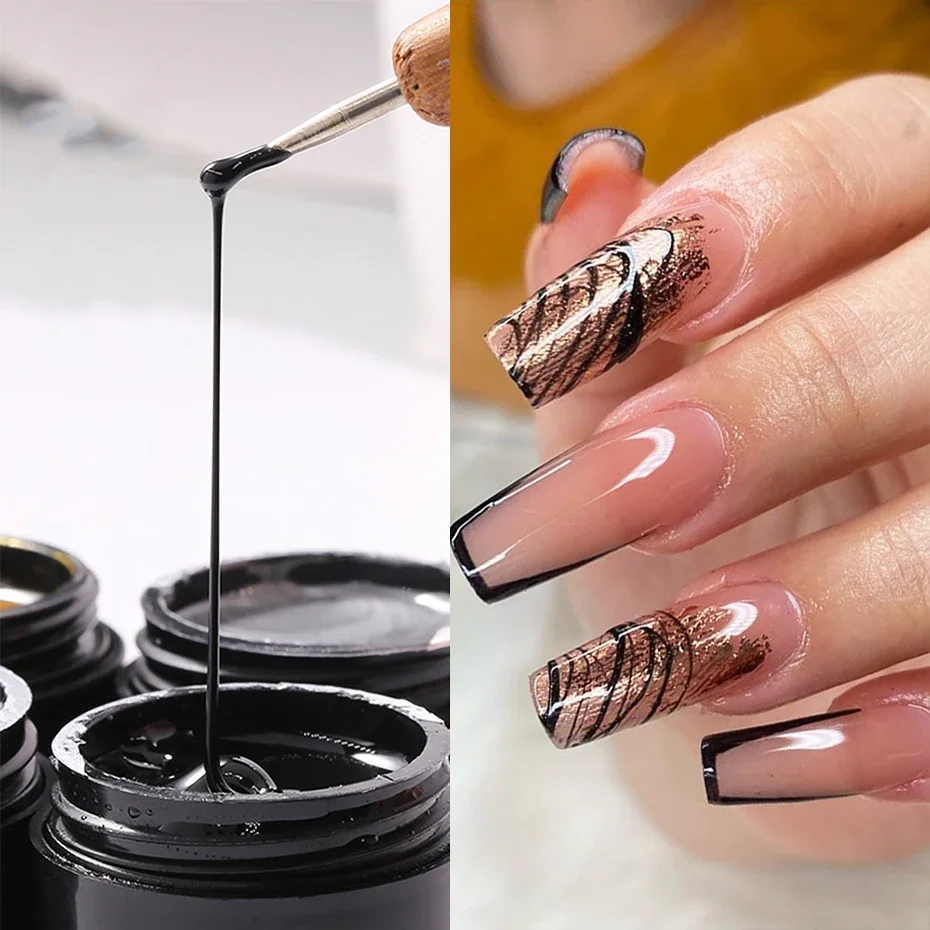 6ml Spider Web Nails Gel Polish Drawing Glue Wire Stripe Waves Lines Varnishes Design Painting Elastic Silk Lacquer Accessories