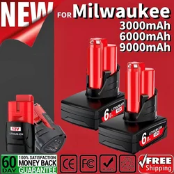 For Milwaukee M12 3.0/6.0/9.0Ah 12VReplacement Battery XC 48-11-2411, 48-11-2401, MIL-12A-LI Wireless Tools Rechargeable Battery