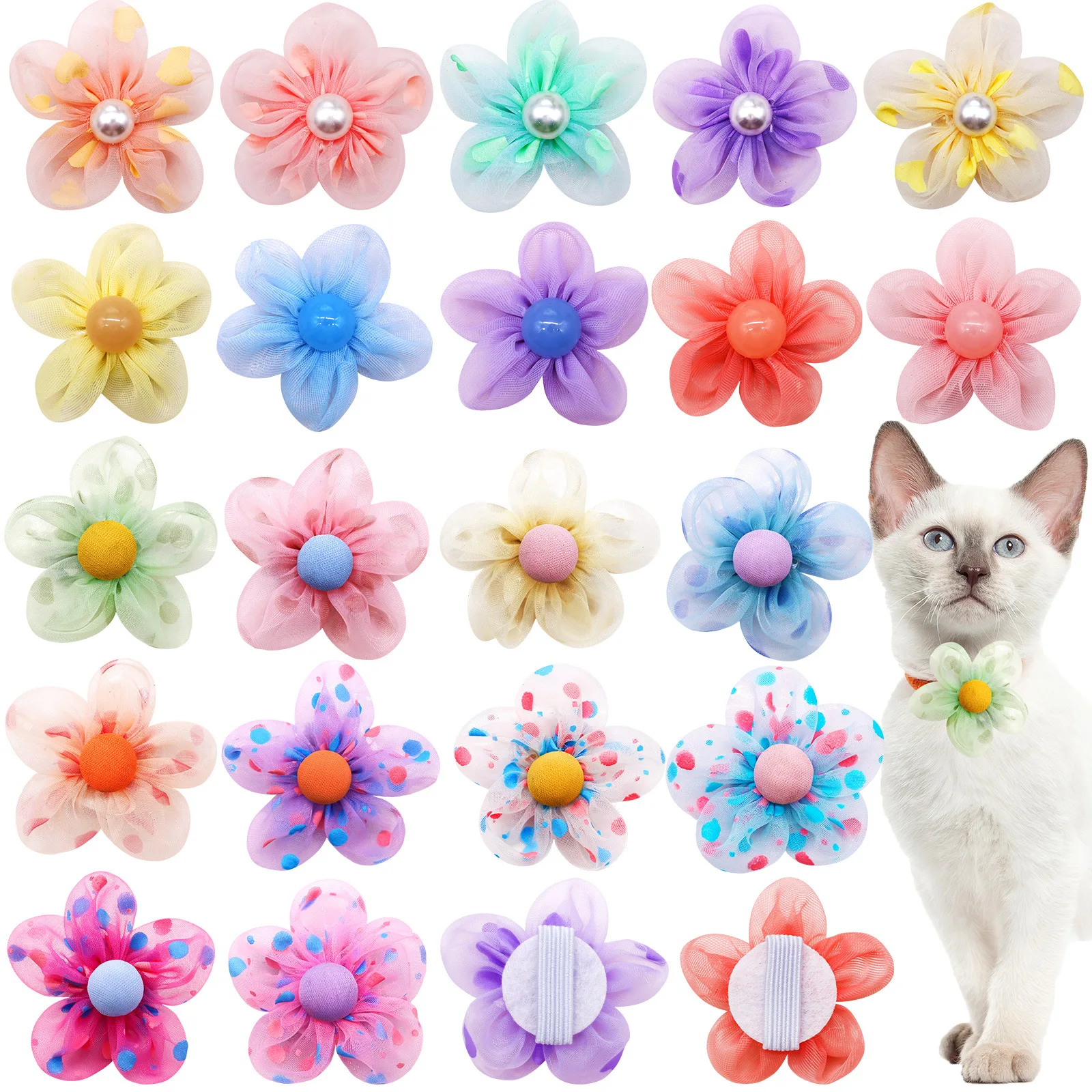 

50/100pcs Flower-Collar Dog Flower Collar Accessory Dog Bow Tie Pet Supplies Dog Accessories Bow Tie Collars For Small Dogs