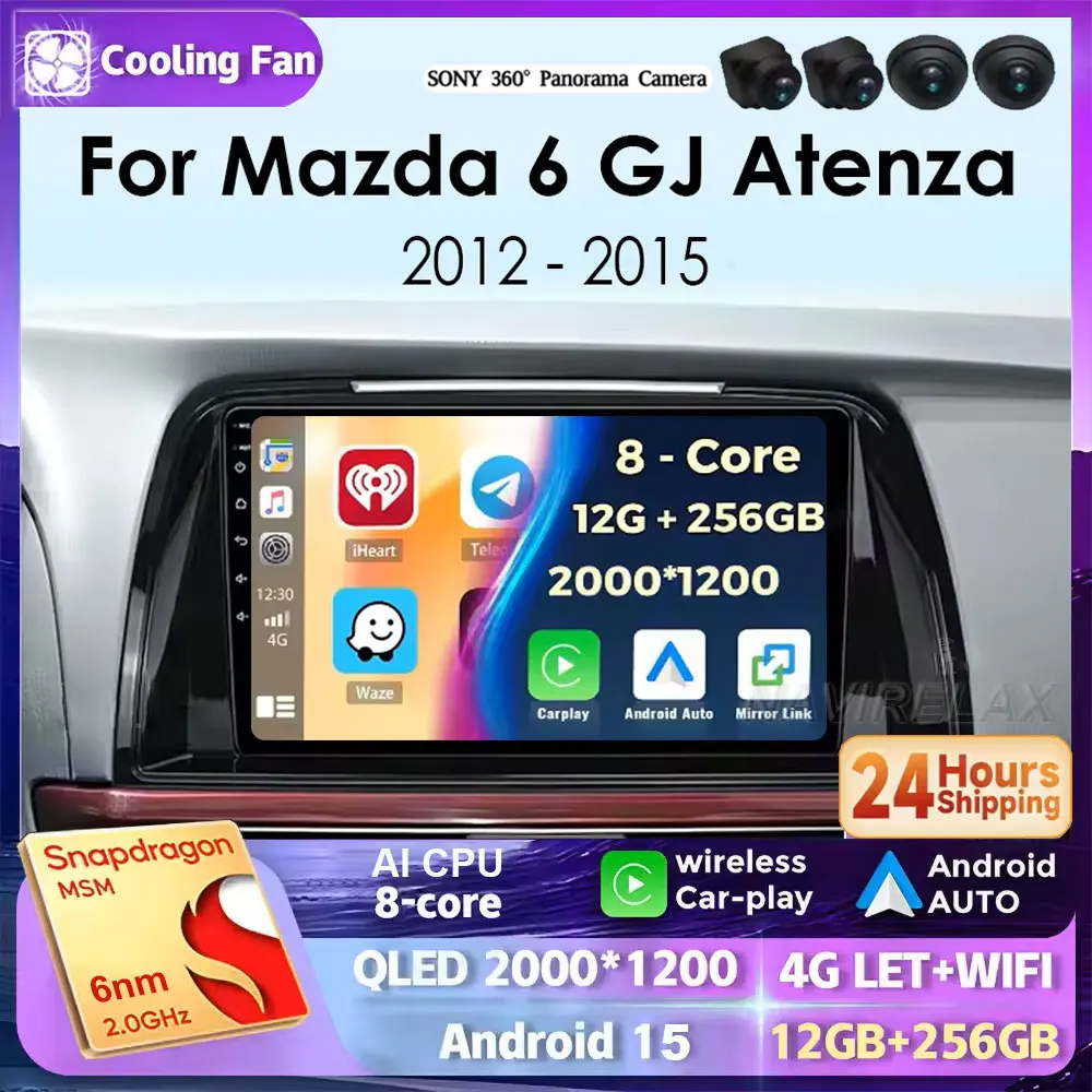 

Android 15 For Mazda 6 GJ Atenza 2012 2013 2014 2015 2016 2017 Carplay Auto Qualcomm Car Multimedia Car Radio Video Player GPS