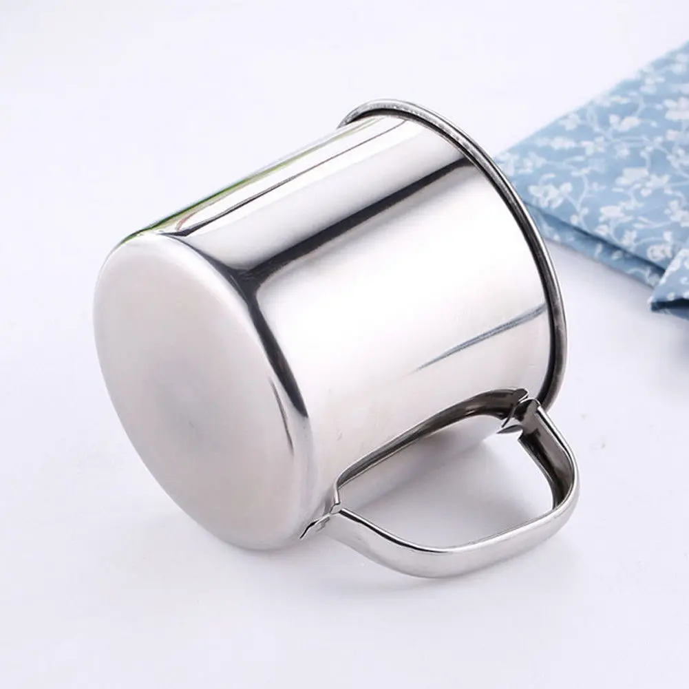 1PCS 200/380ML Stainless Steel Camping Mug Cup Coffee Tea Handle Cups Indoor/Outdoor Kitchen Drinking Supplies