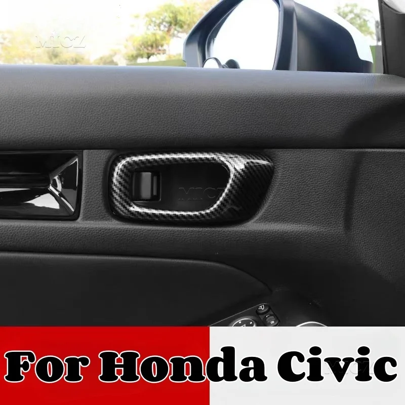 

For Honda Civic ABS Accessory Carbon Chrome Car Inside Door Handle Panel Bowl Cover Protector Trim Sticker Styling 2022 2023