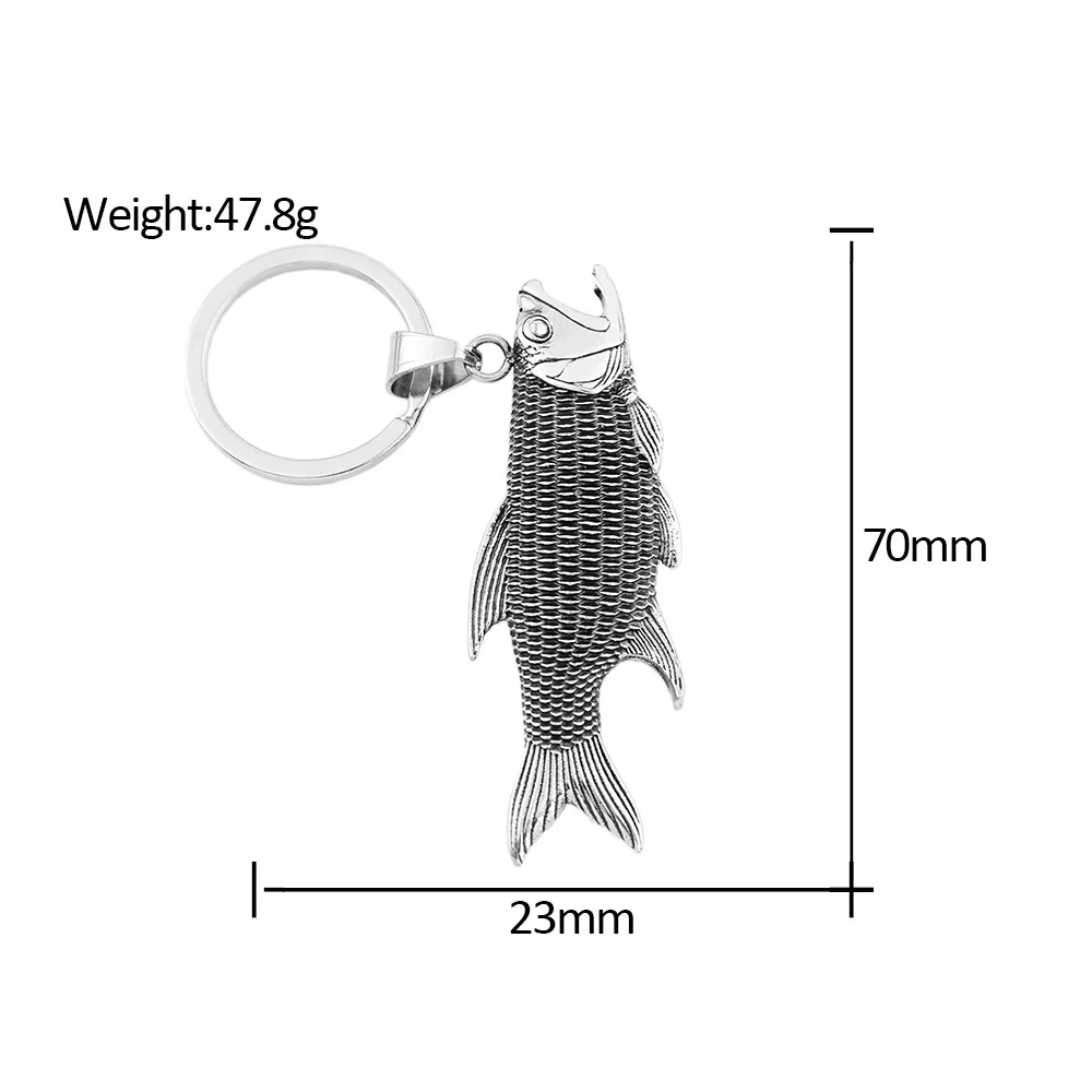 100pcs/lot New Fashion Retro Fish shaped Stainless Steel Keychain Beverage Beer Titanium Steel Bottle Opener Dual Use Wholesale