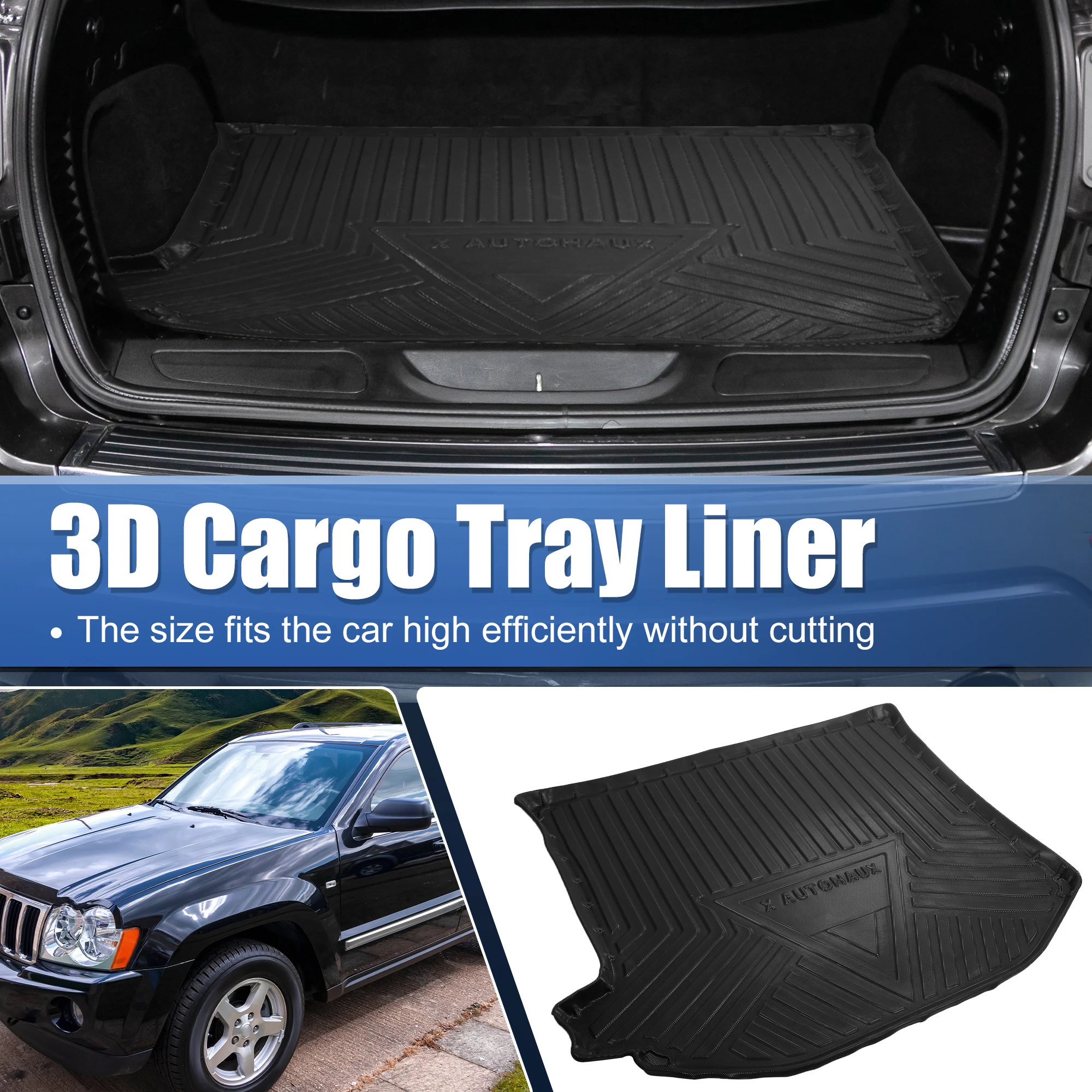 X Autohaux Cargo Trunk Tray Cargo Liner Rear Trunk Floor Mat Odourless Non Slip Waterproof for Jeep Grand Cherokee 2011-2021