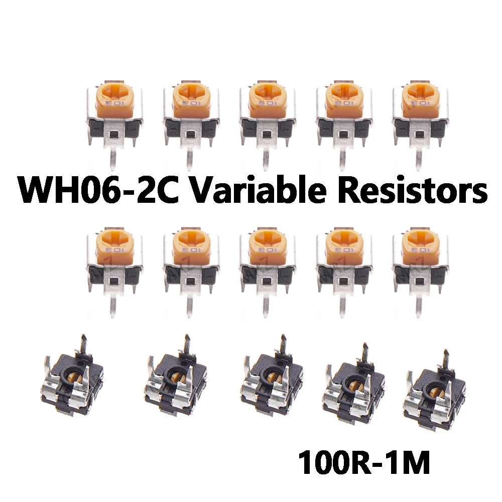 20個-500個-20k-50k-wh06-2c-100r-200r-500r-1k-2k-5k-10k-20k-2k-5k-10k-1mΩ-トリマーポテンショメーター-可変抵抗器-wh06