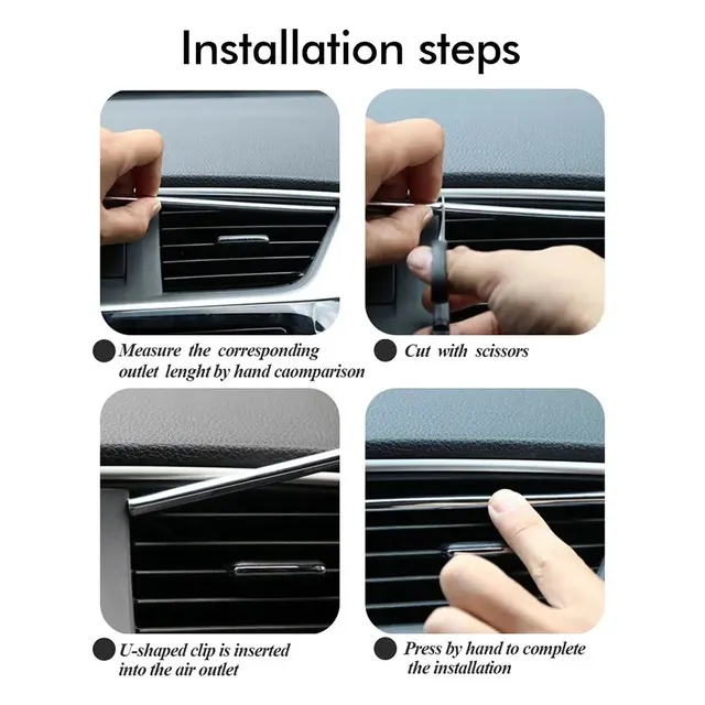 10Pcs 20cm Car Air Conditioner Outlet Decorative U Shape Moulding Trim Decor Strips Car Styling Car Door Edge Corner Protector 6