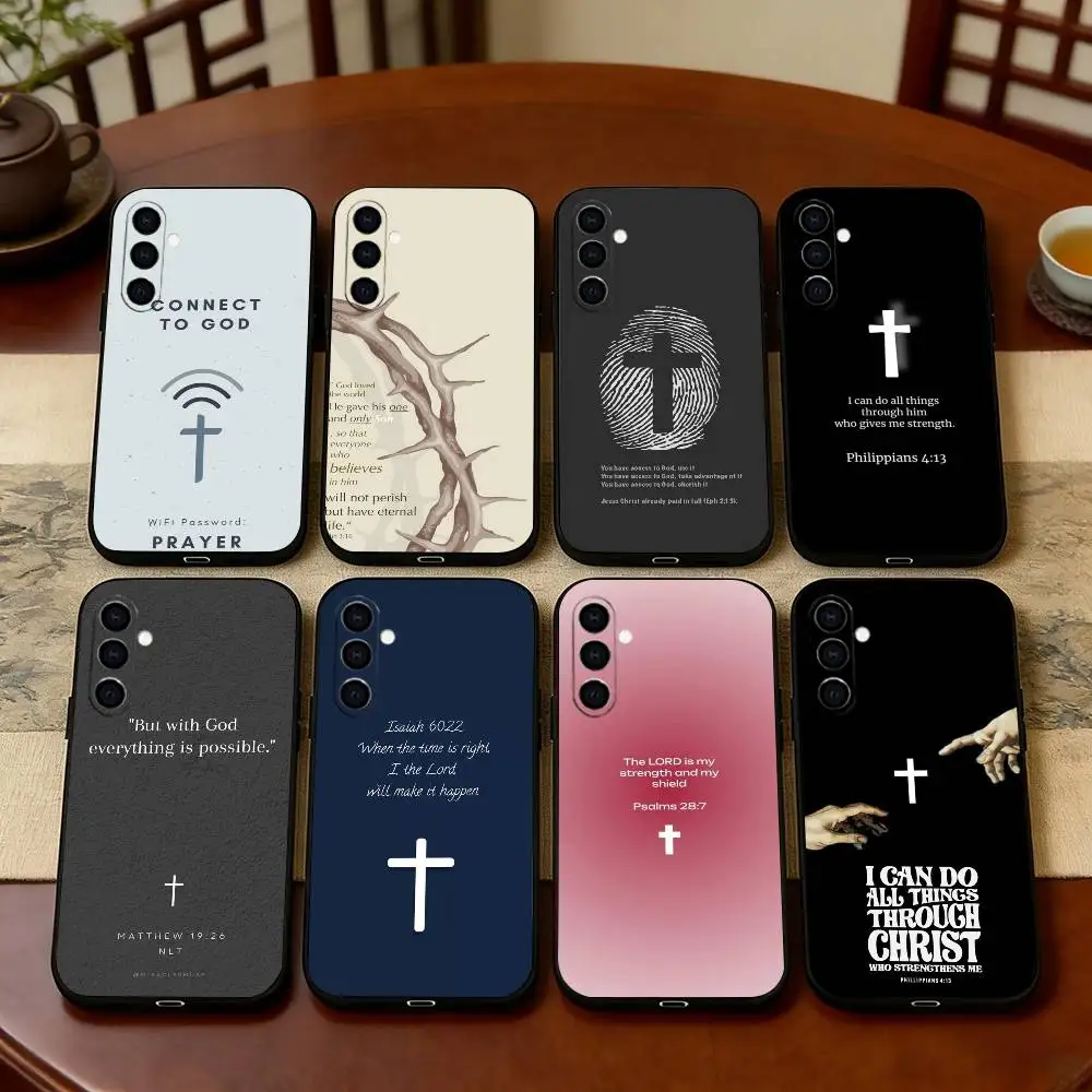 

J-Jesus B-Bible V-Verse Phone Case For Samsung Galaxy A73,A72,A71,A70,A53,A52,A51,Others Soft Black Cover