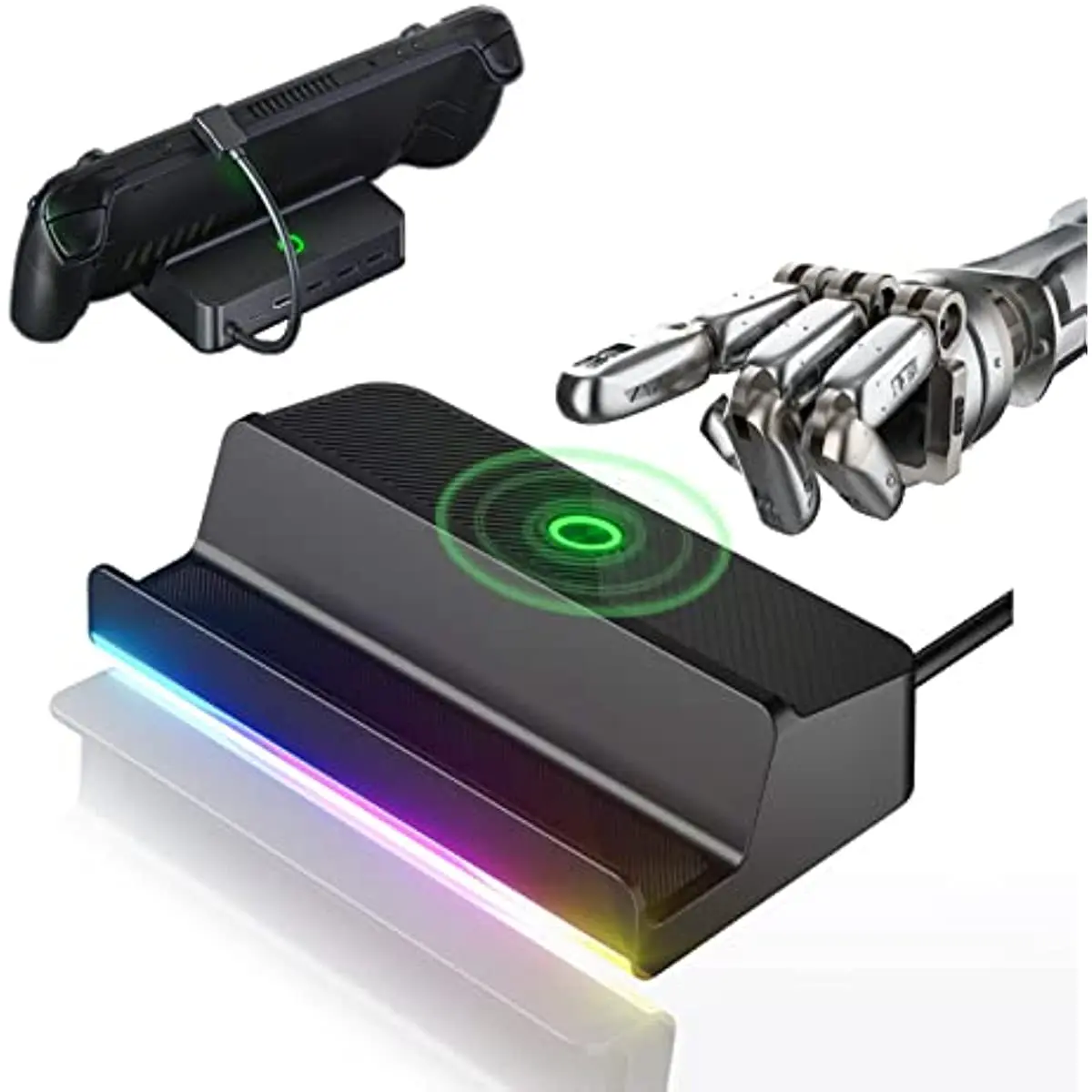 RGB Steam Deck Dock, Docking Station For Steam Deck, Screen Switch Function Dock with Full Charging Speed 100W