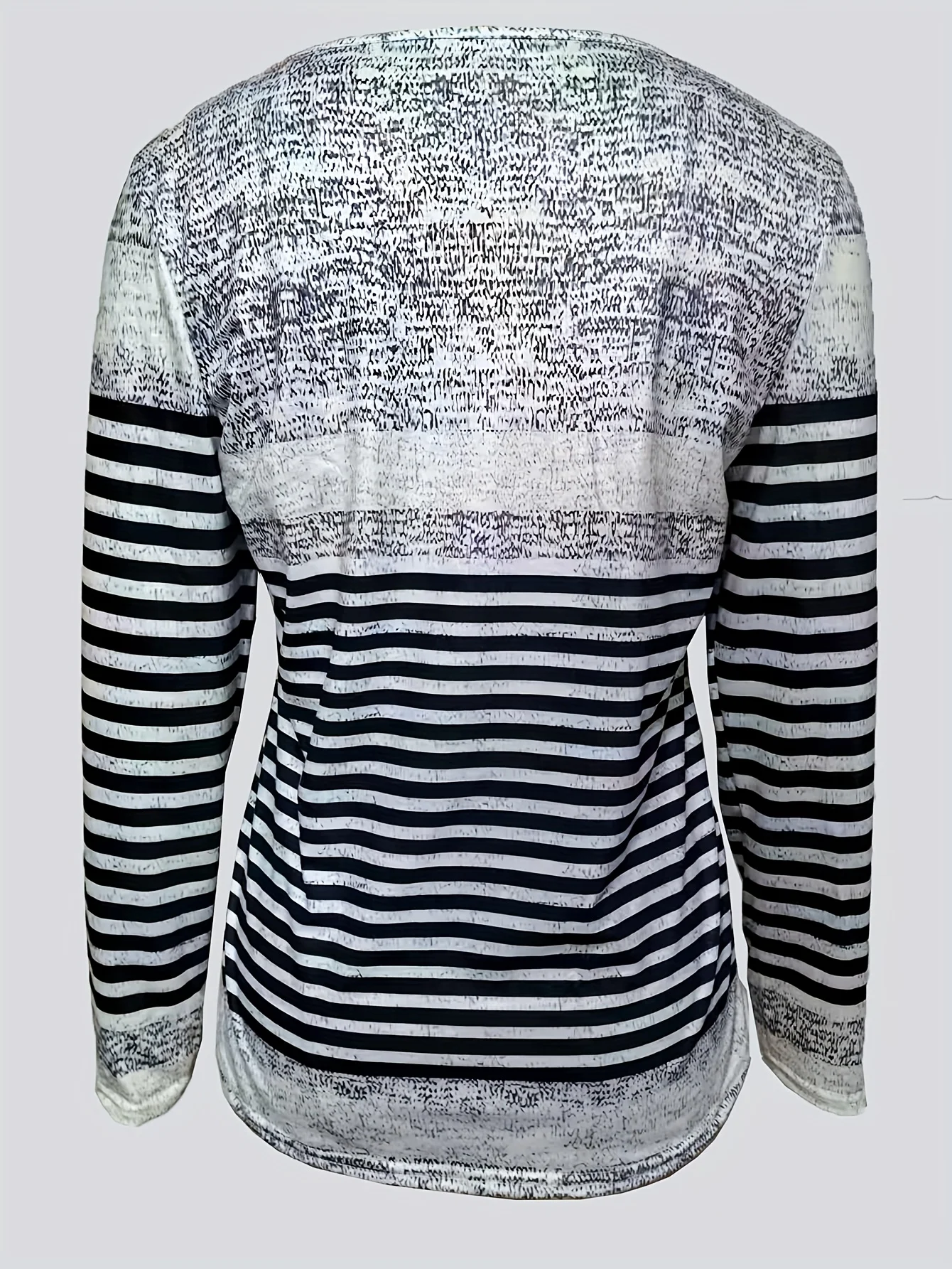 Stylish Plus Size Women's Striped Zip-Up Henley Top for Effortless Casual Chic
