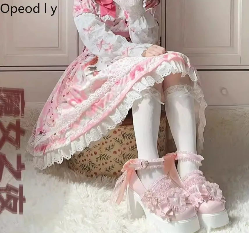 

Original Japanese Cute Girl Muffin Shoes Lolita Spring and Summer New Sweet Bow Elegant Princess Platform Hot Girl Single Shoes