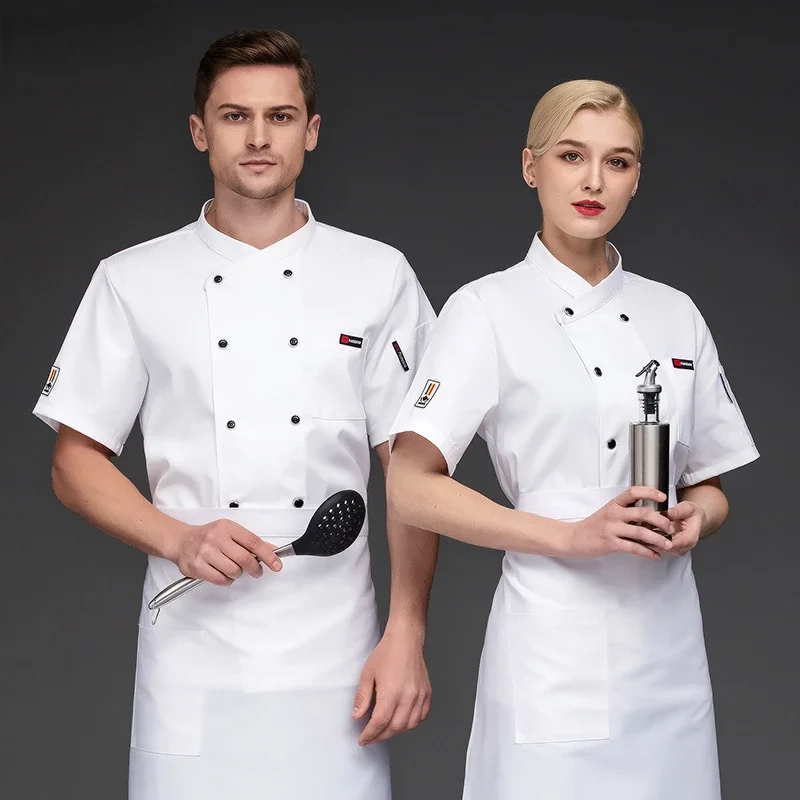 

Short Sleeve Restaurant Chef Kitchen Work Uniforms Summer Sushi Bakery Cafe Waiter Catering Food Service Jackets Cooking Wear