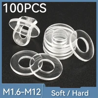 100 Uds plástico suave/duro PVC transparente aislante junta plana anillo espaciador arandela plana M1.6 M2 M2.5 M3 M4 M5 M6 M8 M10 M12