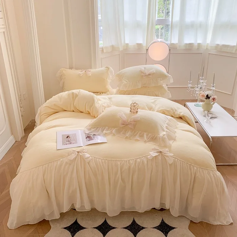 2026 Ins Style Bedding Set Princess Lace Duvet Cover King Queen for Girl Bedroom Decoration Birthday Gift for daughter