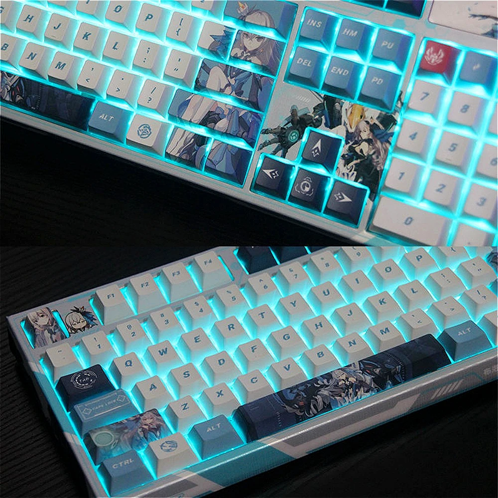 

White, Cherry Keycap Set PBT 136 keys, personality, anime theme, for 61/87/104/108 mechanical keyboard