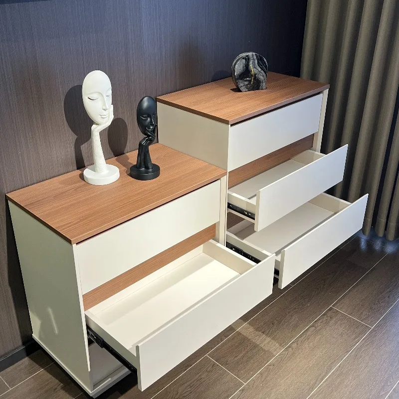 combination bedroom, light luxury drawer cabinet, solid wood storage, bedside storage, free installation