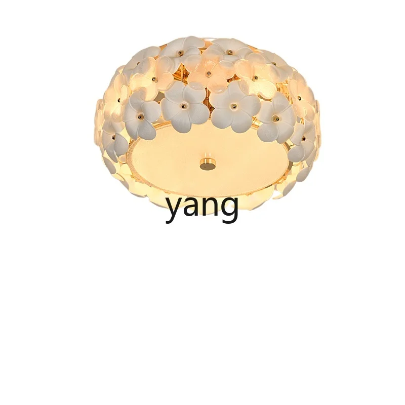 

Yjq Master Bedroom Ceiling Lamp round Warm Modern Simple Cream Style Flower Lamp