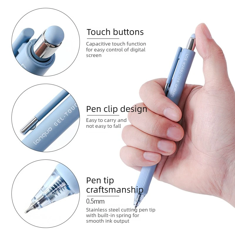 LANGUO Multifunction Stylus Gel Pen 0.5mm Ballpoint Pen for Writing Click Touch Screen Pen Office School Supplies Stationery