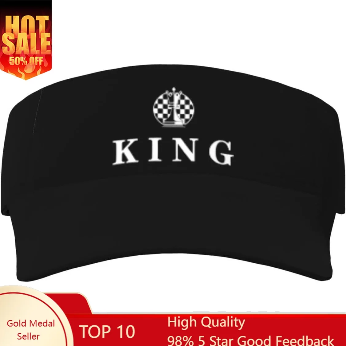 

King Chess Sport Sun Visor Hats Adjustable Empty Top Baseball Cap for Women Men