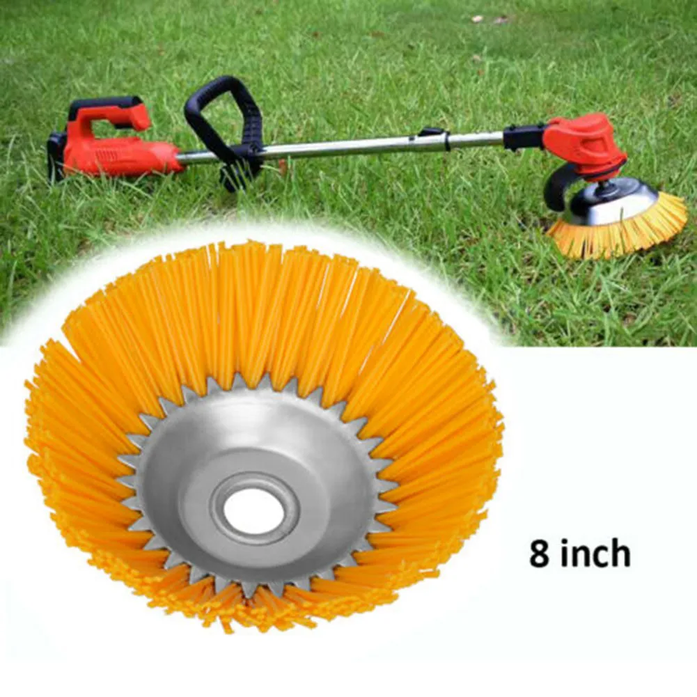 8 Inch Grass Strimmer Head Trimmer Brush Solid Nylon Wire Wheel Garden Lawn Grass Brush Fits With 25.4 Mm Socket Brush Cutter