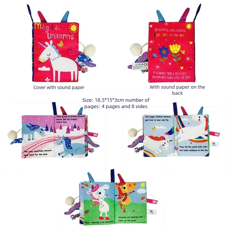 モンテッソーリ ソフトベビーブック - 3D タッチフィール ハイコントラスト感覚布絵本 早期学習用教育玩具 子供向け