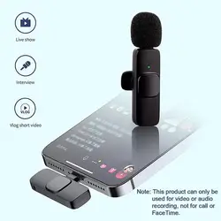 2PCS Audio Video Recording Mini Mic Phone For IPhone Type-C PC Computer Lapel Clip Wireless Lavalier Microphone K9