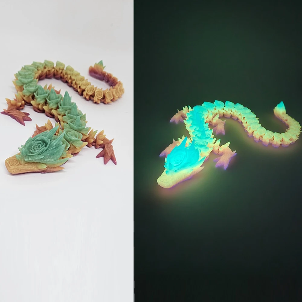 3D Printed Model Toys Luminous Dragon Multi-joint Ornament Kids Toys Realistic Animal Figures Decorative Desktop Boys Gifts