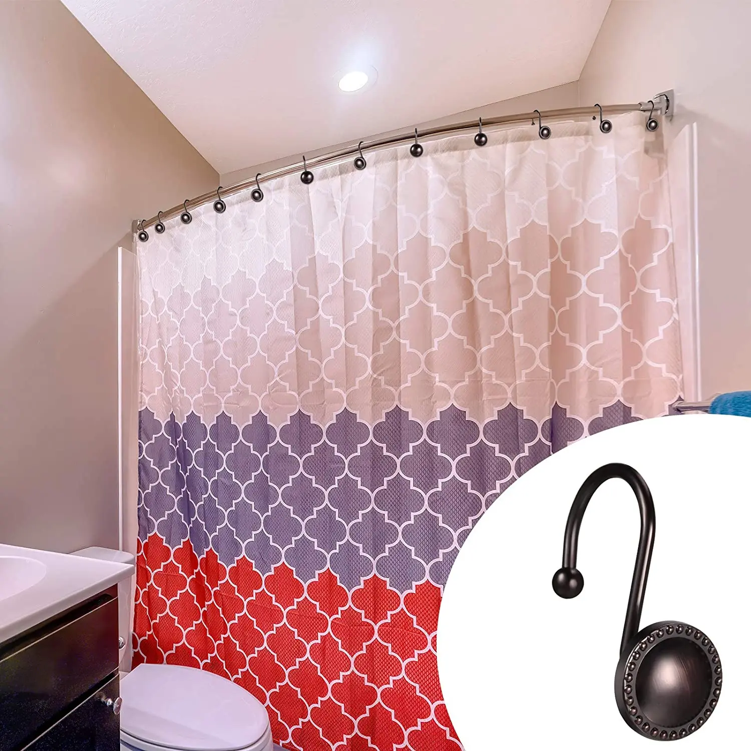 

Новейшие антикварные крючки для занавесок для душа из бисера, круглый крючок, устойчивые к ржавчине крючки для душа, кольца для ванной комнаты