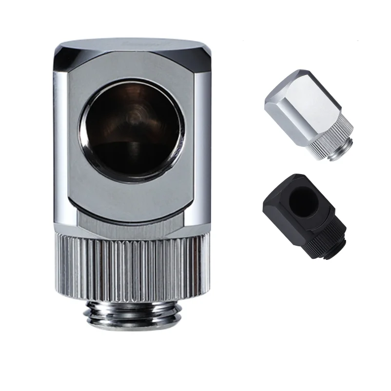 

Water cooling 90 degree elbow 360 rotary copper material with G1/4 thread black color/silver color for DIT liquid cooling
