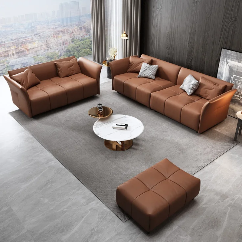 -ss Large Seats Cross-Legged Design Leather Fabric Sewing Tightly Steel Plastic Legs Thick and Soft Wedding Curved Sofa