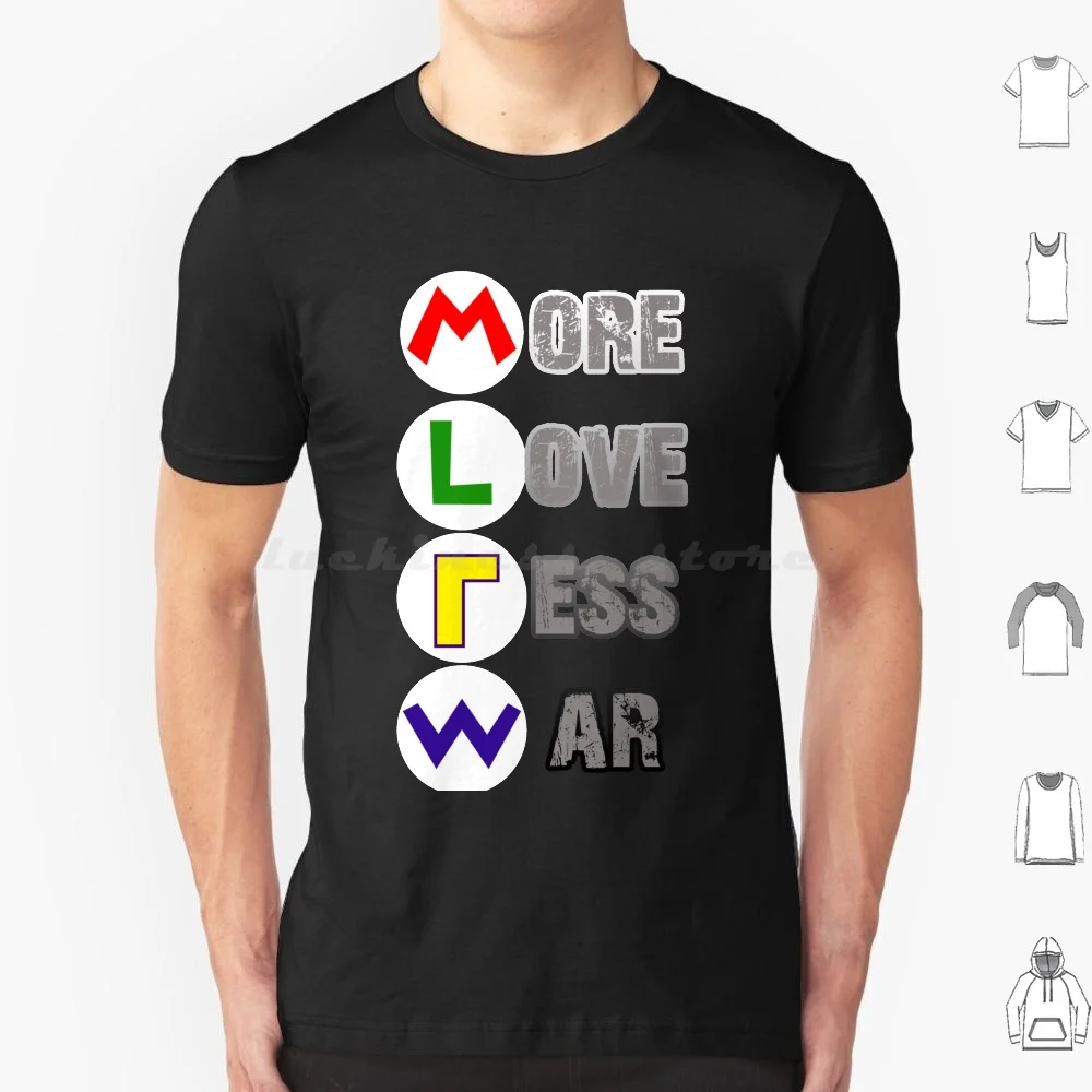 More Love Less War T Shirt 6xl Cotton Cool Tee Luigi Waluigi Wario Yoshi Princess Peach