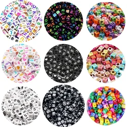 100/200/300/500PCS Acrylic Letter Beads Random Mixed Cube Alphabet Loose Beads For DIY Children's Jewelry Making Crafts 6x6mm