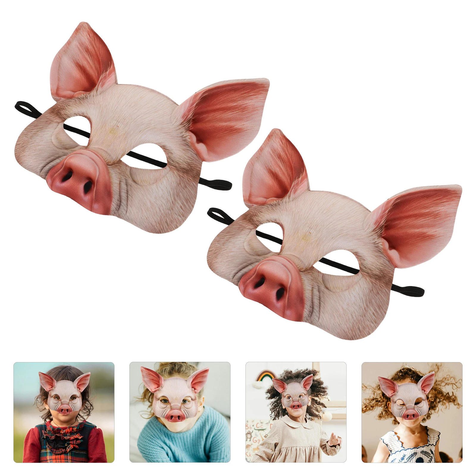 Masque de cochon rose, 2 pièces, Design Animal léger pour boules de mascarade, fête d'halloween, demi-visage, jouet, accessoires de beauté