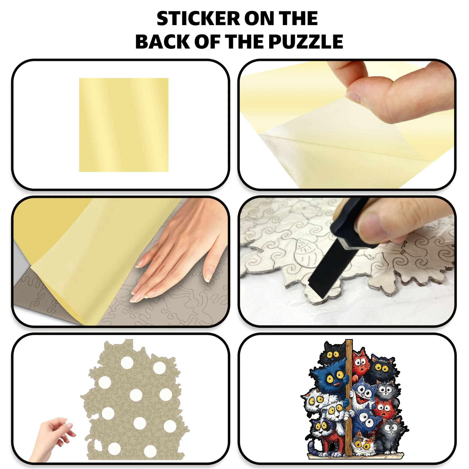 171/187 قطعة القط خشبية بازل قطع غير النظامية على شكل لغز لعبة تخفيف التوتر عيد الميلاد هدايا عيد الميلاد لمحبي القط ديكور المنزل