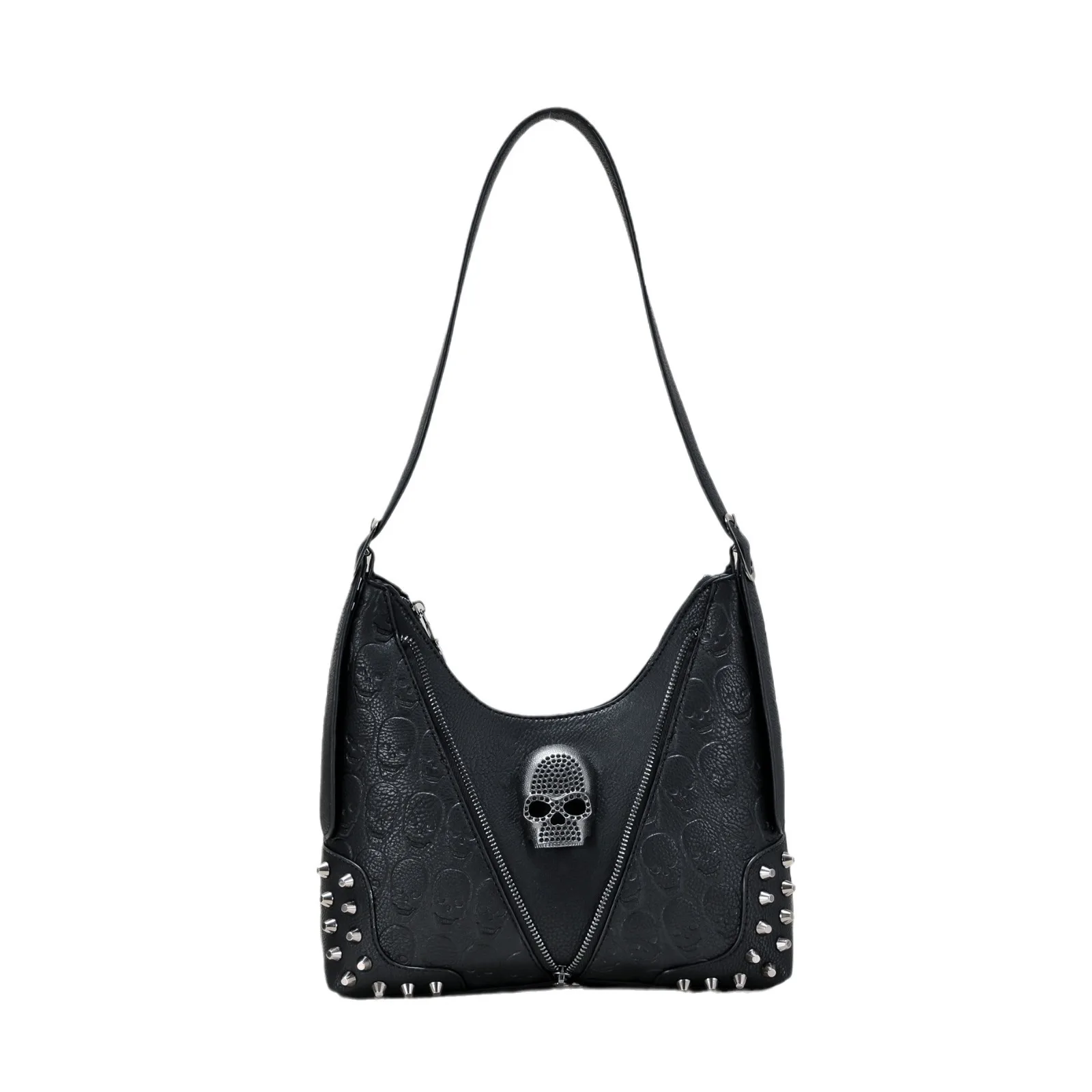 Women Goth Fashion Skull All-Match Shoulder Bag Simple Armpit Bag For Women Y2K Punk Style Handbag Purse