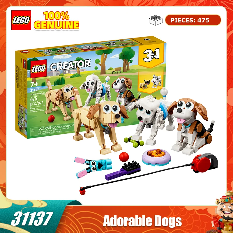 LEGO 3-en-1 série 31137 chiots mignons, garçons et filles assemble des blocs de construction, cadeau de jouets pour enfants