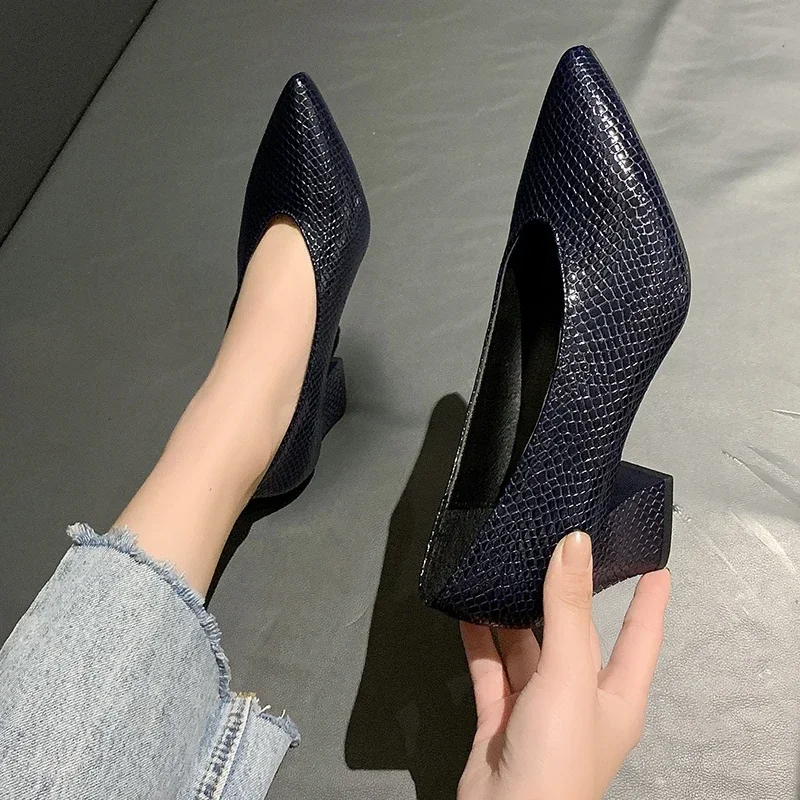 Sexy Pointed Toe Women Shoes Designer High Heels Retro Fad Leather Shoes 2024 Trend New Luxury Party Pumps Shallow Zapatos Mujer