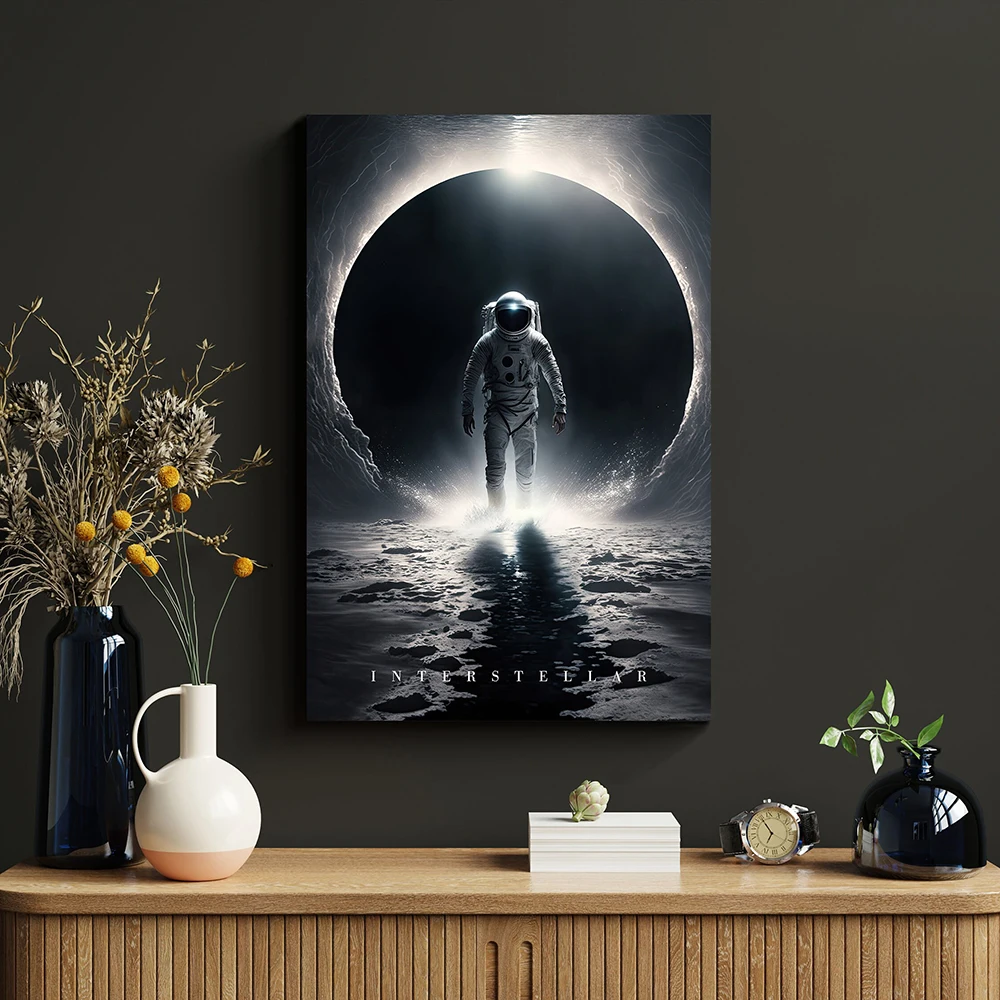 Interstellar Movie Poster Astronaut Outer Space Canvas Wall Art Print Mural Home Decor Movie Lover Gift Unframed