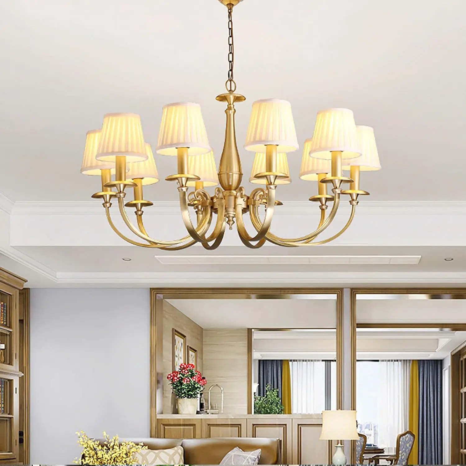 Modern Industry Chandelier,Nordic Full Copper Chandelier,for Living Room Dining Room Bedroom Villa Duplex Lamps