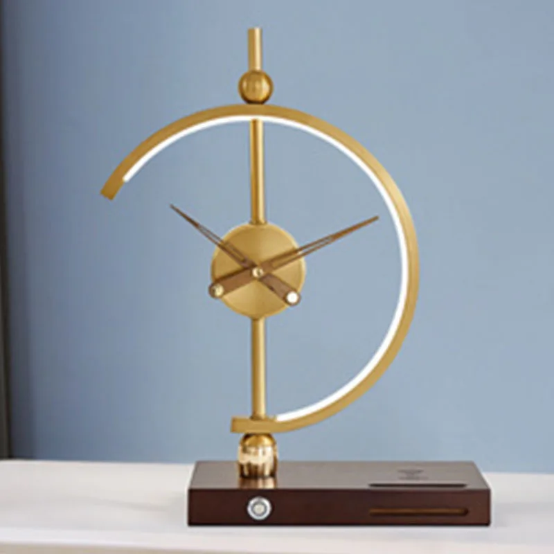 Light luxury creative clock wood desk lamp desktop birthday gift gift ornament mobile phone smart