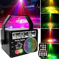 LED DJ Laser Projector Stage Disco Lights Rotating Ball Strobe Remote Sound Control Party Light for Christmas Wedding Holiday