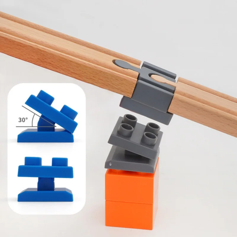 5 Stück Universal-Holzschienen, Anschlüsse, Zubehör, große Blöcke, drehbare Verbindungsadapter, passend für Markenzugschienen