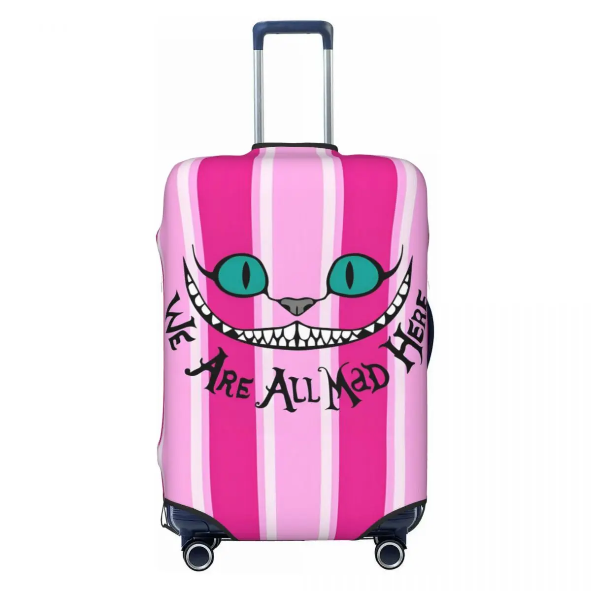 

Custom Cheshire Cat Luggage Cover Protector Cute We're All Mad Here Smile Cartoon Travel Suitcase Covers for 18-32 Inch