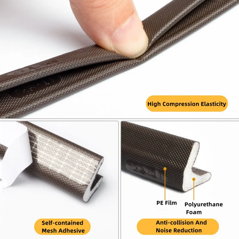 6M zelfklevende Deur Raam Afdichtstrip Stofdicht Geluiddichte Schuim Isolatie V-type Weerstrippen Deur Afdichting Gap Filler
