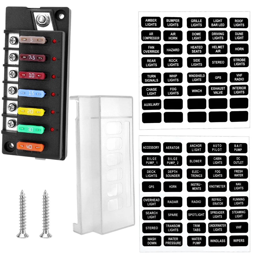

6 Way Blade Fuse Block With LED Indicator Waterproof Fuse Holder For Car RV Blade Fuse Box Holder Automobiles Parts Accessories