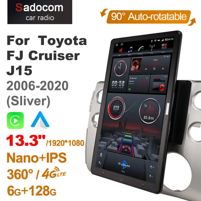 

Rotatable 1920*1080 13.3 inch Android 10.0 Car Multimedia for Toyota FJ Cruiser J15 2006-2020 Auto Radio Audio 4G 360 Optical