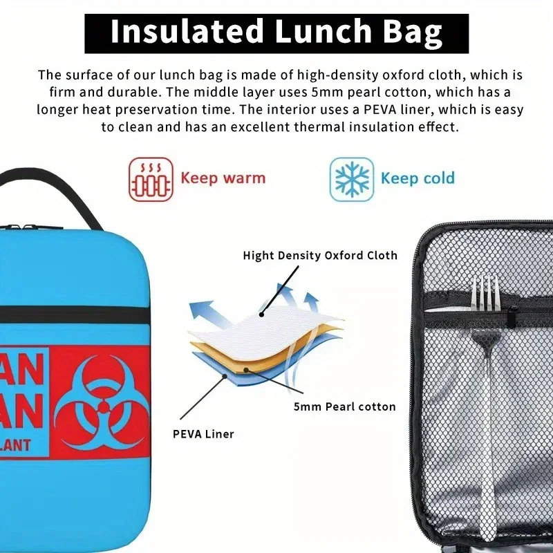 Red Human Organ for Transplant Insulated Lunch Bag Cooler Bag Meal Container Large Tote Lunch Box Food Storage Bags
