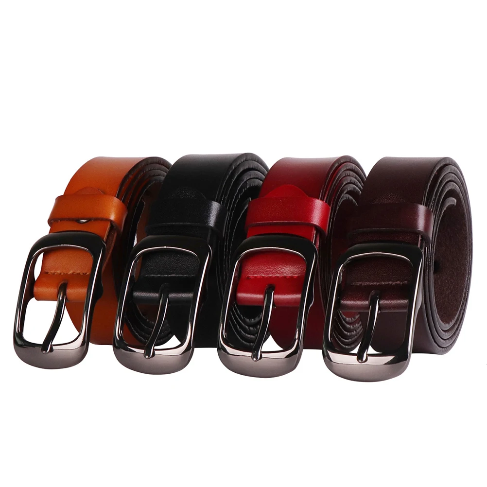 

Women Belt 115Cm Pin Buckle Genuine Adjustable Vintage Simple Belt For Jeans Pants Dress Coffee Color Waist Accessory