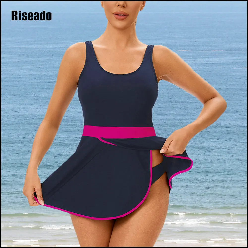 

Swimsuit for Women Tankini Swimdress Tummy Control Swimwear Two Piece Bathing Suit with Bikini Bottom